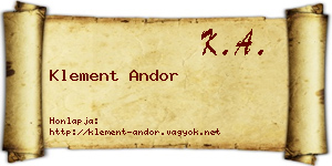 Klement Andor névjegykártya