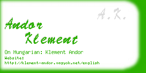 andor klement business card